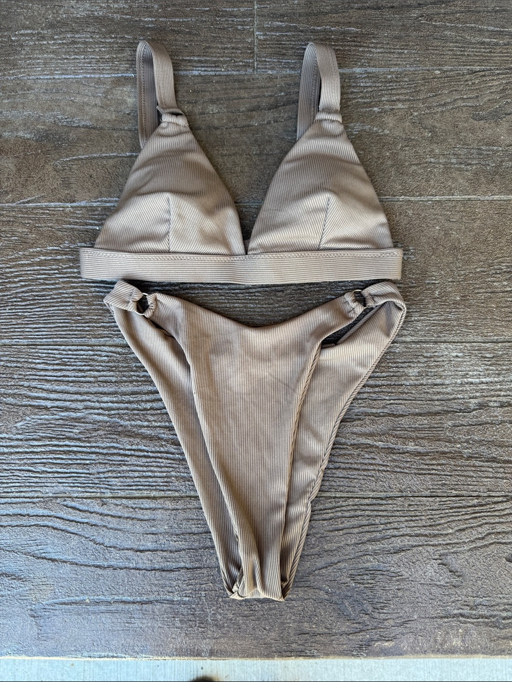 Ribbed Triangle Bikini Set